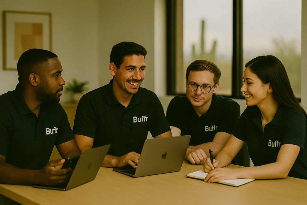 Buffr Team working in office