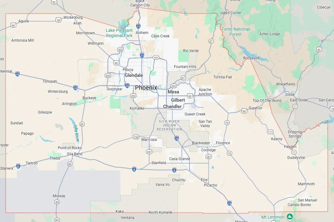 Phoenix metro detailing service area map