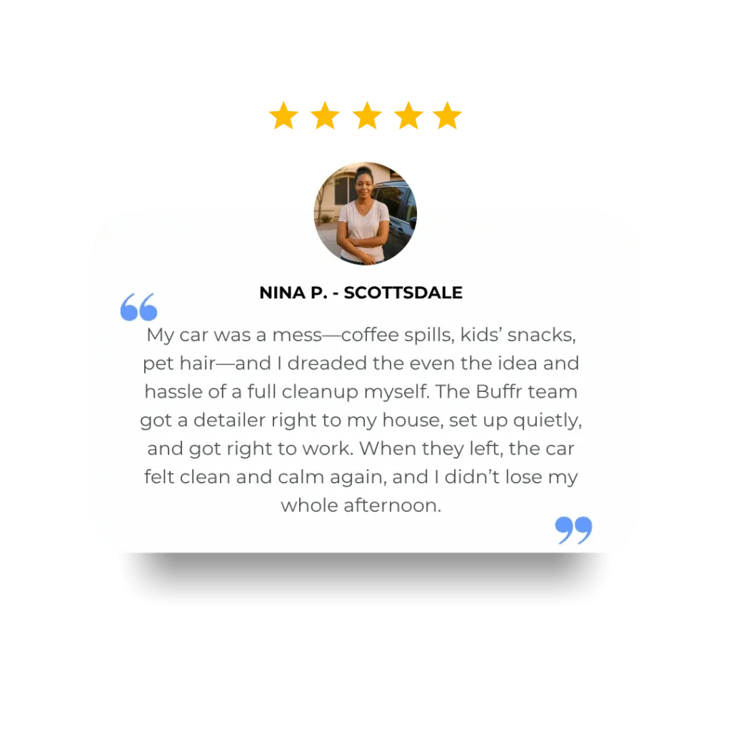 Customer profile — Nina, Scottsdale, Buffr Deep Interior Detail